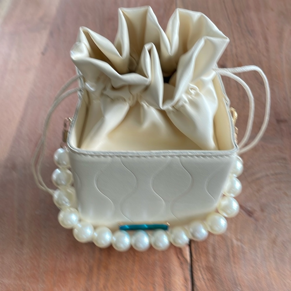 Square pearl handle evening/wedding bag
